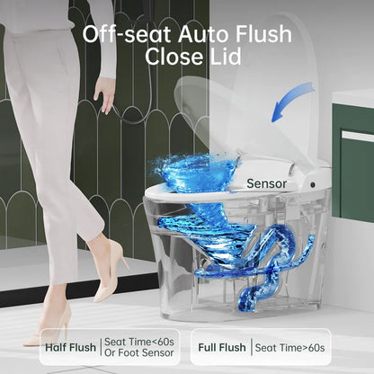 Smart Bidet Toilet Built in Tank, Dual-Flush Elongated Toilet Bidet,Auto Open/Close Lid,One-Piece Bidet